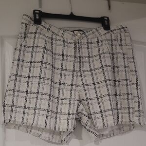 NWT Spoonjeans Plaid Tweed Shorts. White/Black/Lurix Size XL